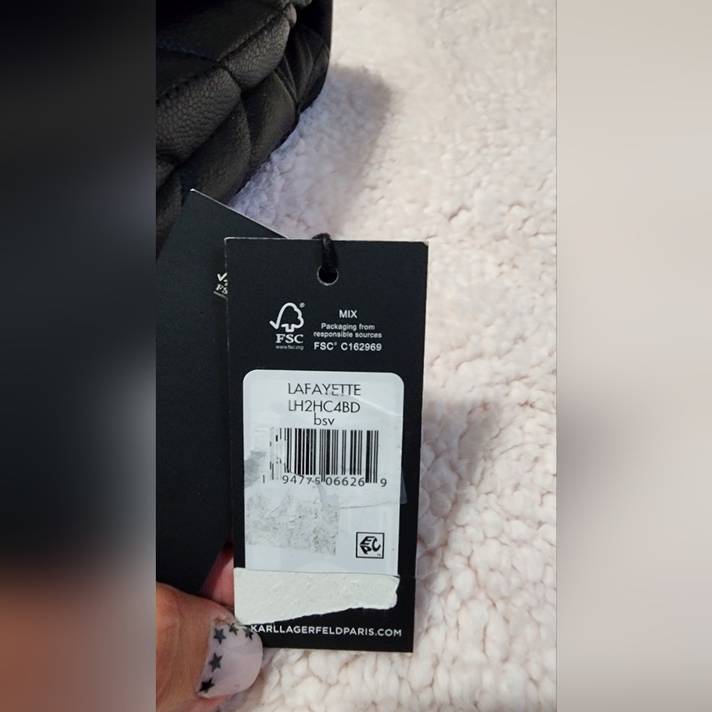 Karl Lagerfeld Black Quilted Leather Shoulder Bag with Chain Strap - Picture 4 of 7